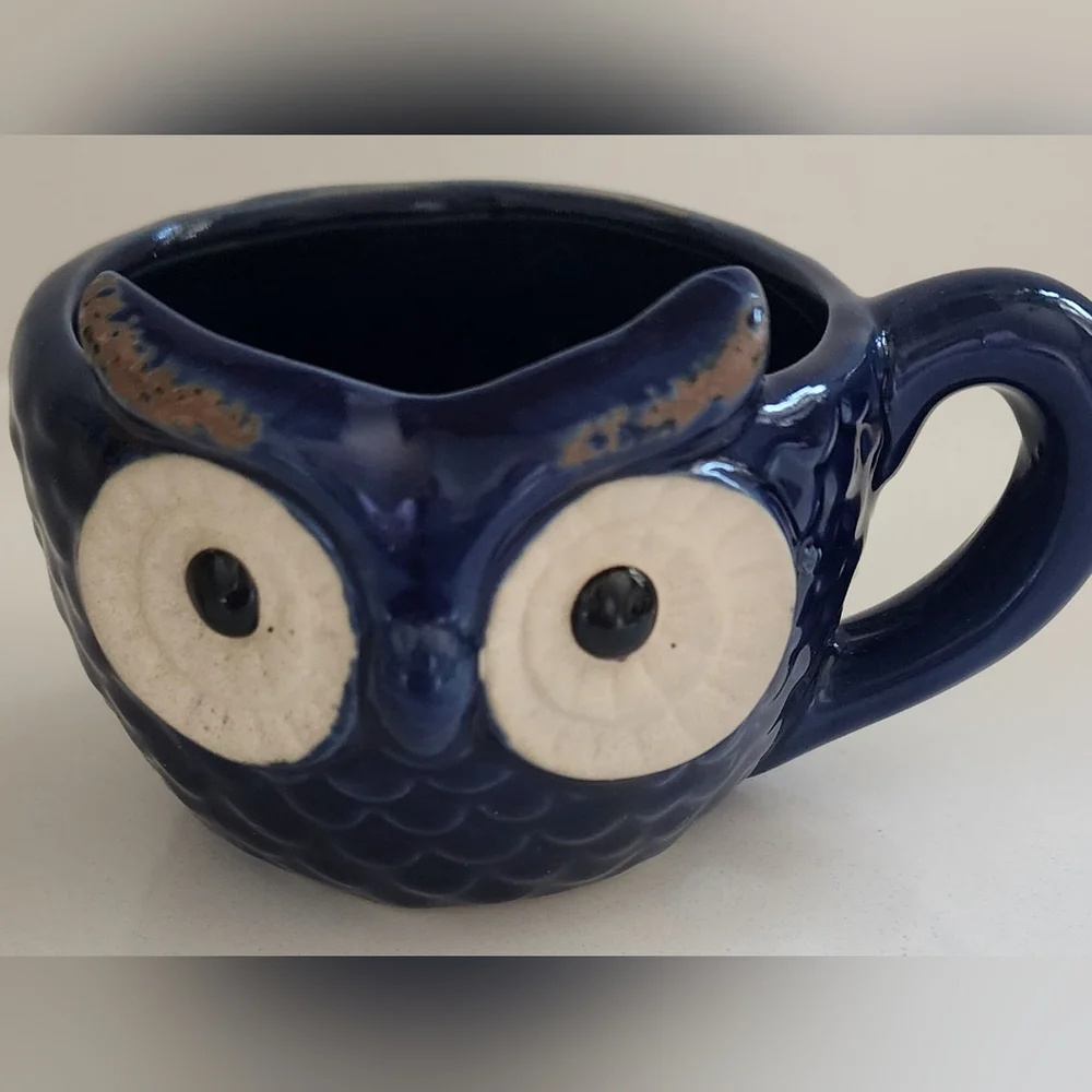 Transpac Yellow Blue Owl Mugs 6 Oz Capacity Set Of Two New With‎ Tag